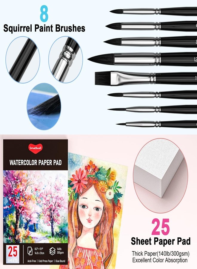 Smallbudi Watercolor Paint Set 168 Colors Including Metallic, Watercolor Kit with Case, Watercolor Paper, Paint Brushes, Palette and Accessories, Water Color Art Supplies Gift for Adults Kids Artists - Image 4