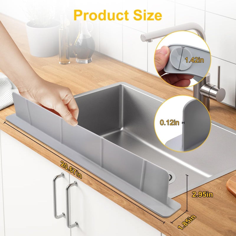 EEEKit Silicone Kitchen Sink Splash Guard, Sink Splash Protector with Strong Suction Cups, 20.67 x 1.85 x 2.95", for Mess-Free Cooking and Dishwashing - Image 2