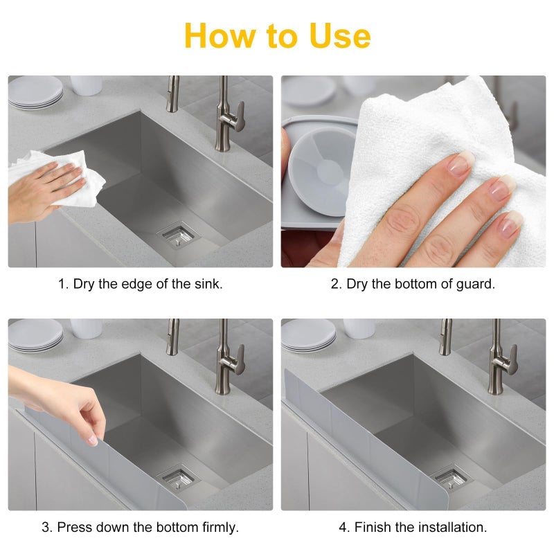EEEKit Silicone Kitchen Sink Splash Guard, Sink Splash Protector with Strong Suction Cups, 20.67 x 1.85 x 2.95", for Mess-Free Cooking and Dishwashing - Image 5
