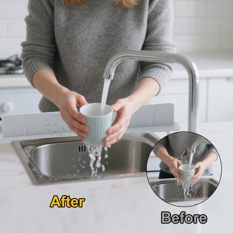 EEEKit Silicone Kitchen Sink Splash Guard, Sink Splash Protector with Strong Suction Cups, 20.67 x 1.85 x 2.95", for Mess-Free Cooking and Dishwashing - Image 3