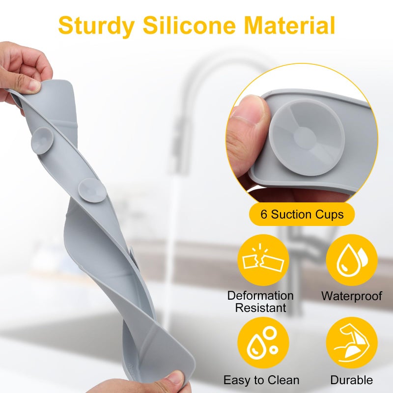 EEEKit Silicone Kitchen Sink Splash Guard, Sink Splash Protector with Strong Suction Cups, 20.67 x 1.85 x 2.95", for Mess-Free Cooking and Dishwashing - Image 4