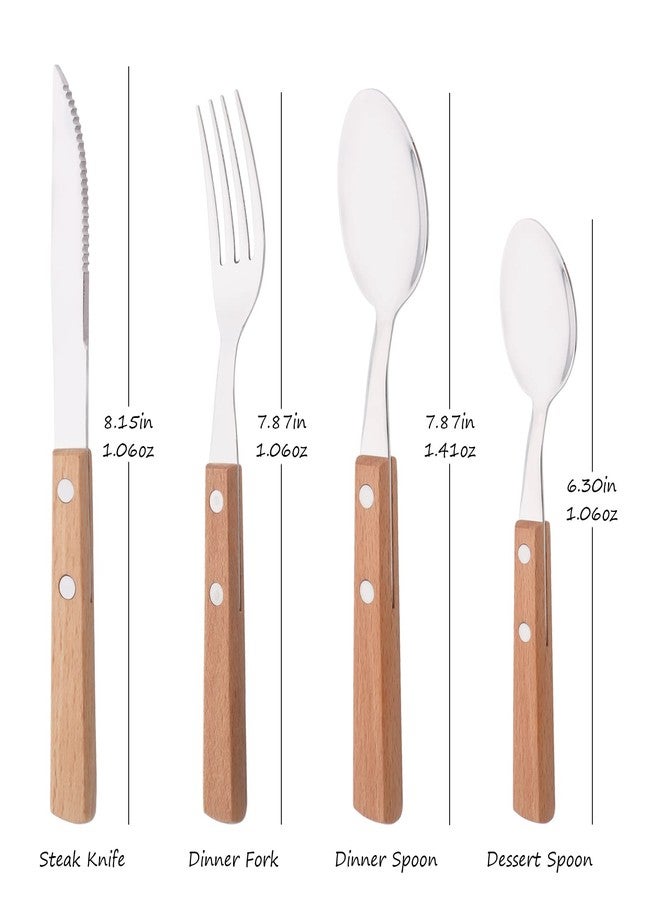 Uniturcky Dinner Forks Set of 8, Uniturcky 304 Stainless Steel Silverware Forks with Wooden Handle, Use for Dessert and Salad, Mirror Polishing, 7.9 Inches - Image 5