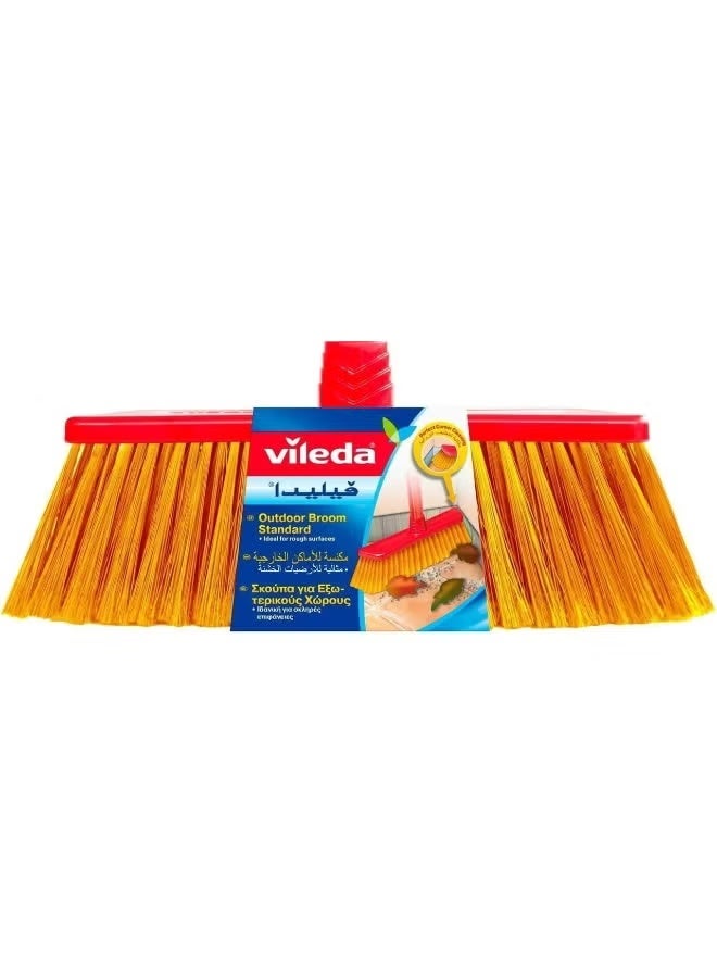 Vileda Outdoor Broom Standard, Weather-Resistant Stiff Bristles for Patios, Gardens, Garages + Outdoor Floor Cleaning – Single Unit | Ideal for patios, entrances and outdoor floor cleaning Multicolour - Image 1