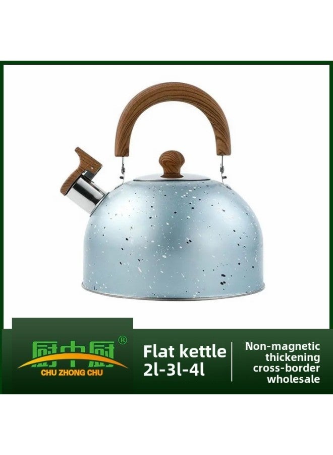 Stainless Steel Large Capacity Sound Kettle Wood Grain Kettle Outdoor Teapot Spray Color Gas Induction Cooker Applicable-Color:Star Point Color (wood Grain Handle)-Capacity:2L - Image 1