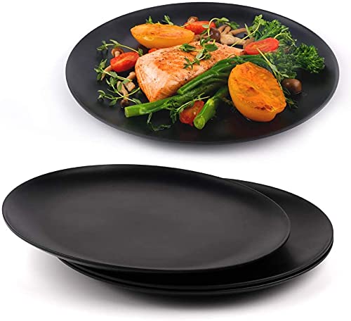 VRCT Set of 6 Matt Black Dinner Plates for Dining Table Decor Home and Kitchen Microwave Safe Melamine (10 Inch) (Greater Than 10", 6) - Image 2