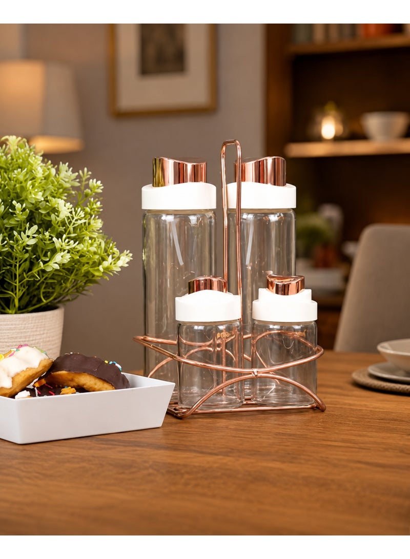 Drobina 5 Piece Oil Dispenser and Salt/Pepper Shaker Set Cream - Image 4
