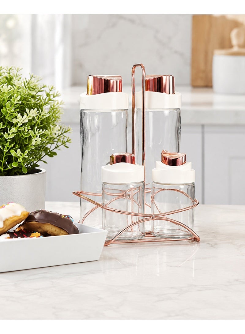 Drobina 5 Piece Oil Dispenser and Salt/Pepper Shaker Set Cream - Image 3