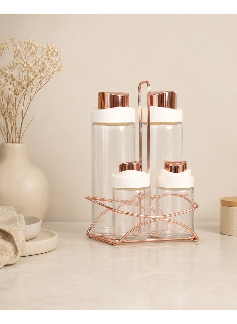 Drobina 5 Piece Oil Dispenser and Salt/Pepper Shaker Set Cream - Image 1