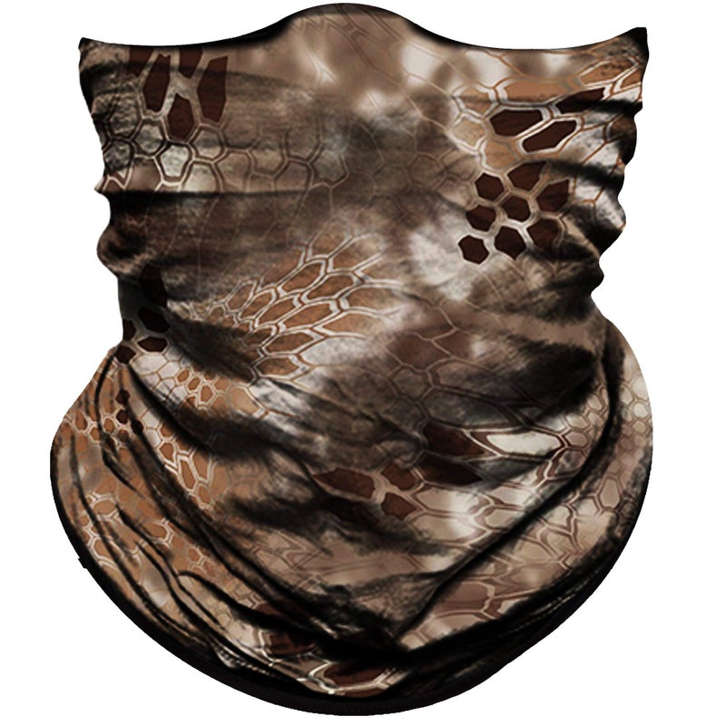 Obacle Face Mask for Sun Dust Wind Protection Breathable Seamless Face Mask Headband Bandana for Men Women Thin Neck Gaiter for Motorcycle Fishing Hunting Outdoor Sport (Python Skin Light Brown) - Image 1