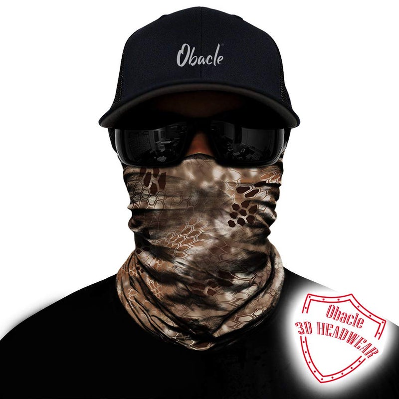 Obacle Face Mask for Sun Dust Wind Protection Breathable Seamless Face Mask Headband Bandana for Men Women Thin Neck Gaiter for Motorcycle Fishing Hunting Outdoor Sport (Python Skin Light Brown) - Image 2