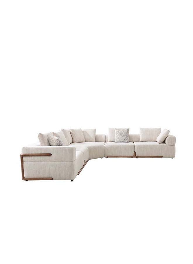 DANUBE HOME Danube Home Galaxy 7 Seater Sectional Corner Fabric Sofa Modern Design L Shape Sofas Comfortable Living Room Furniture L 351 x W 248 x H 65 cm Beige/Brown  - Image 3