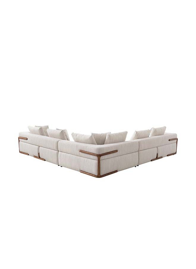 DANUBE HOME Danube Home Galaxy 7 Seater Sectional Corner Fabric Sofa Modern Design L Shape Sofas Comfortable Living Room Furniture L 351 x W 248 x H 65 cm Beige/Brown  - Image 2