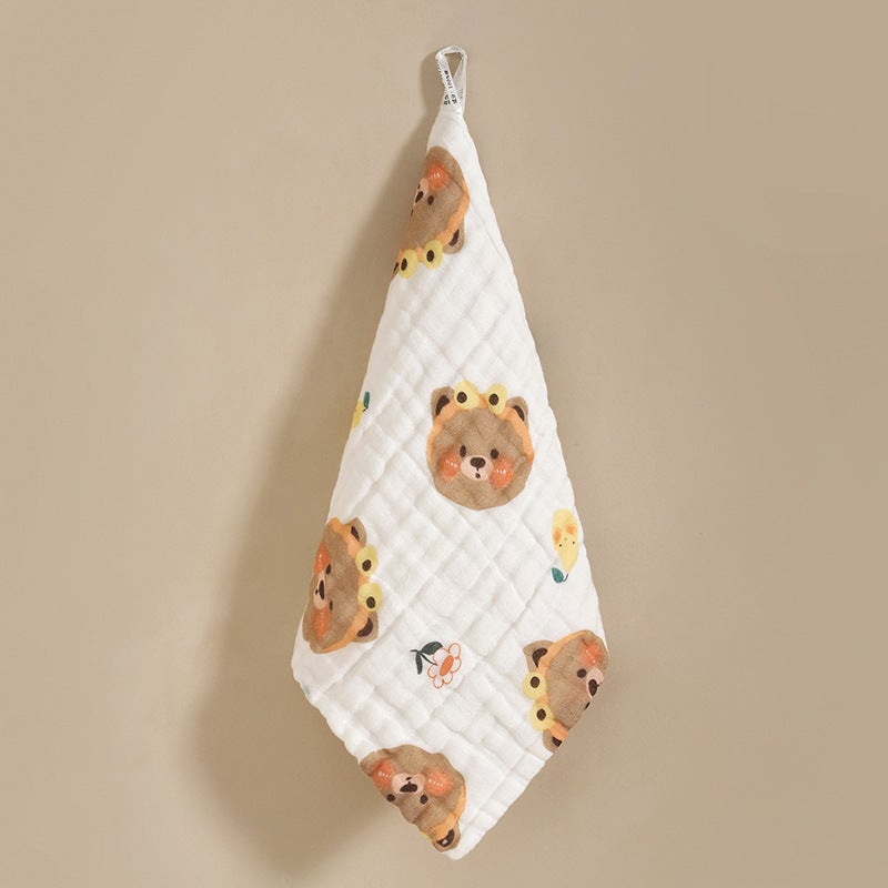 Six-Layer Pure Cotton Baby Washcloths Soft High-Density pear bear] 