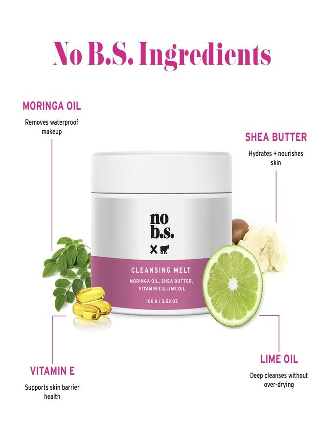 NO B. S. NO BAD STUFF No Bad Stuff - Cleansing Melt with Moringa Oil, Shea Butter, Vitamin E, and Lime Oil, Facial Cleanser Balm, 3.52oz - Image 2