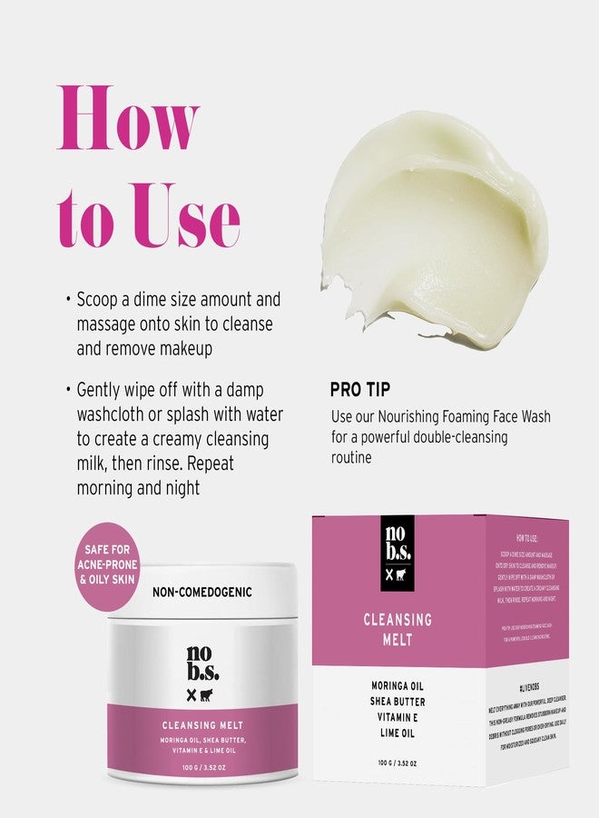 NO B. S. NO BAD STUFF No Bad Stuff - Cleansing Melt with Moringa Oil, Shea Butter, Vitamin E, and Lime Oil, Facial Cleanser Balm, 3.52oz - Image 5