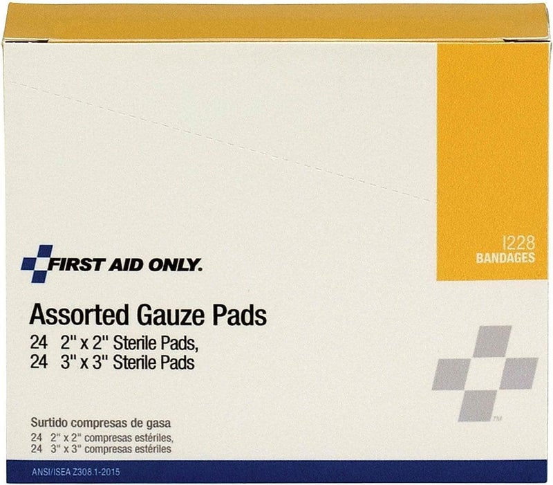 First Aid Only Assorted Gauze Pads - 48 Sterile Dressing Pads (24 of 2"x2" and 24 of 3"x3") - Image 2
