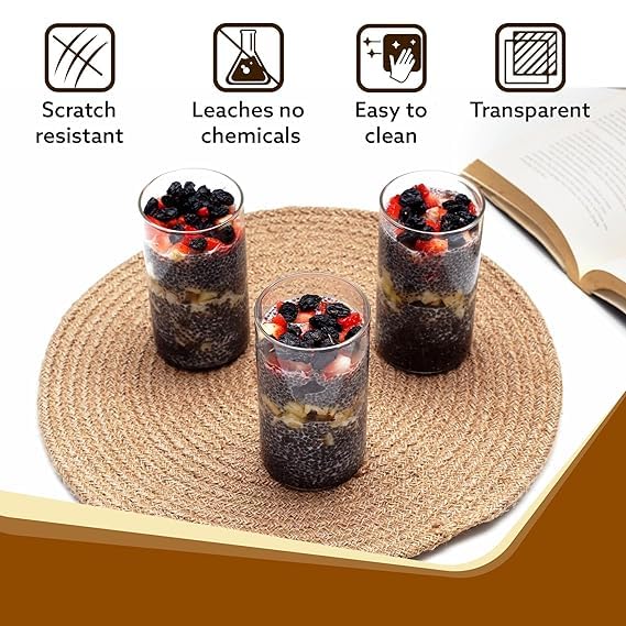 Shopsidex Shopsidex 300 ml Glasses Set of 6 Transparent Drinking Water Glass Set Borosilicate Glass Tumbler for Water Cold Drink Juice Flame Proof Microwave Dishwasher Safe for Daily Use Gifting - Image 5