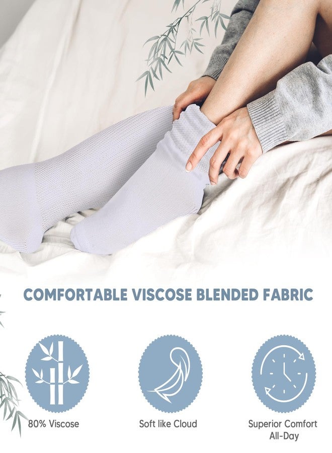 Athlemo Diabetic Socks for Men & Women, 4 Pairs, Knee High, Black & White, Size M (9-11), Unisex Adult, Health-Conscious or Active - Image 2