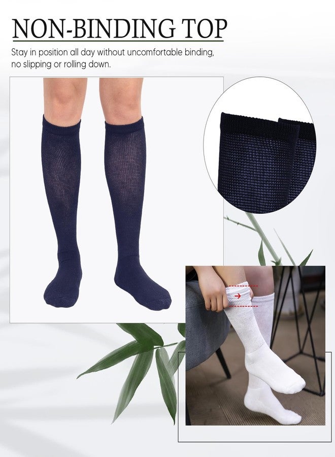 Athlemo Diabetic Socks for Men & Women, 4 Pairs, Knee High, Black & White, Size M (9-11), Unisex Adult, Health-Conscious or Active - Image 5