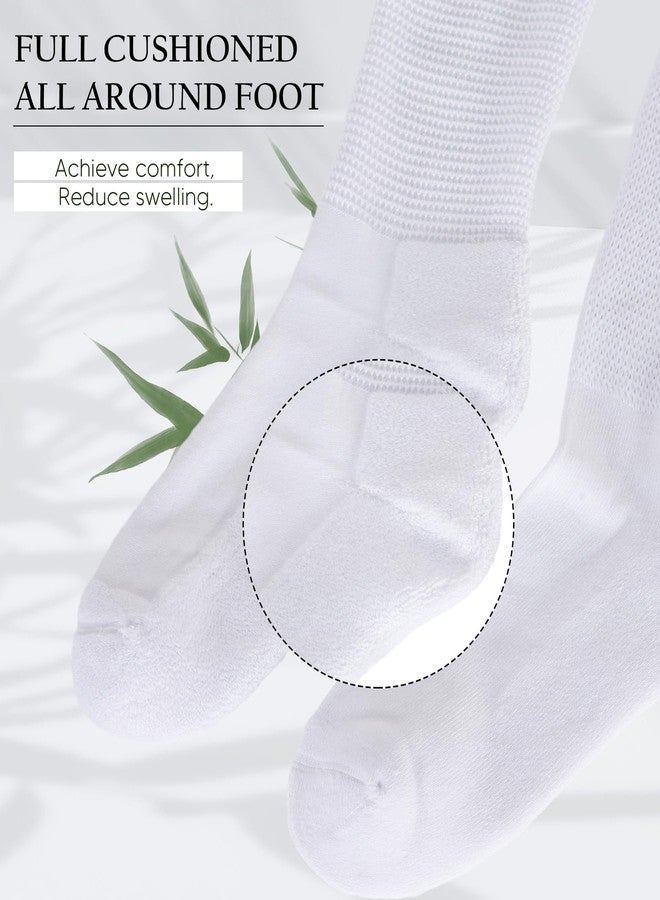 Athlemo Diabetic Socks for Men & Women, 4 Pairs, Knee High, Black & White, Size M (9-11), Unisex Adult, Health-Conscious or Active - Image 3