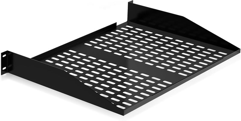 Pyle 19-Inch 2U Server, Vented Shelves for Good Air Circulation, Cantilever, Wall Rack, Universal Device, Cabinet Shelf, Computer Case Mounting Tray, Black (PLRSTN22U), 1 Unit - Image 1