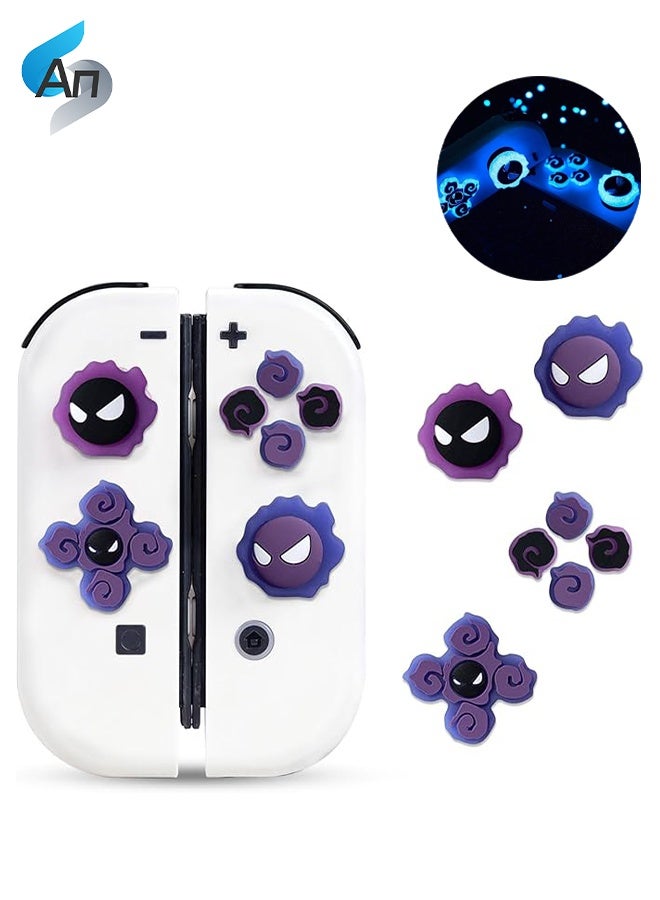 An Cross D-Pad Button Caps Thumb Grips Set, Luminous 3D Buttons Sticker, Joystick Cap Cross Button Sticker, Compatible with Nintendo Switch/OLED Controller - Image 1