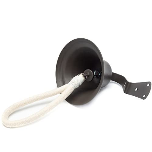 WMM Black Hanging Dinner Bell with Outdoor Mount, Indoor Use, Nautical/Door/Church Design, Rope Included - Image 3