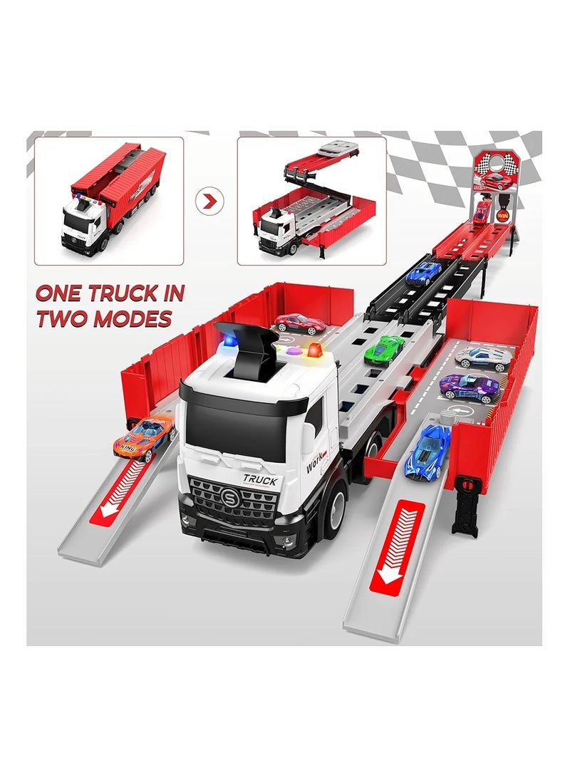 Racing Car Toy with Slots and Foldable Container Toy with 8 Alloy Cars, Car Playset for Kids Ages 3 and Up, Boys Girls - Image 3