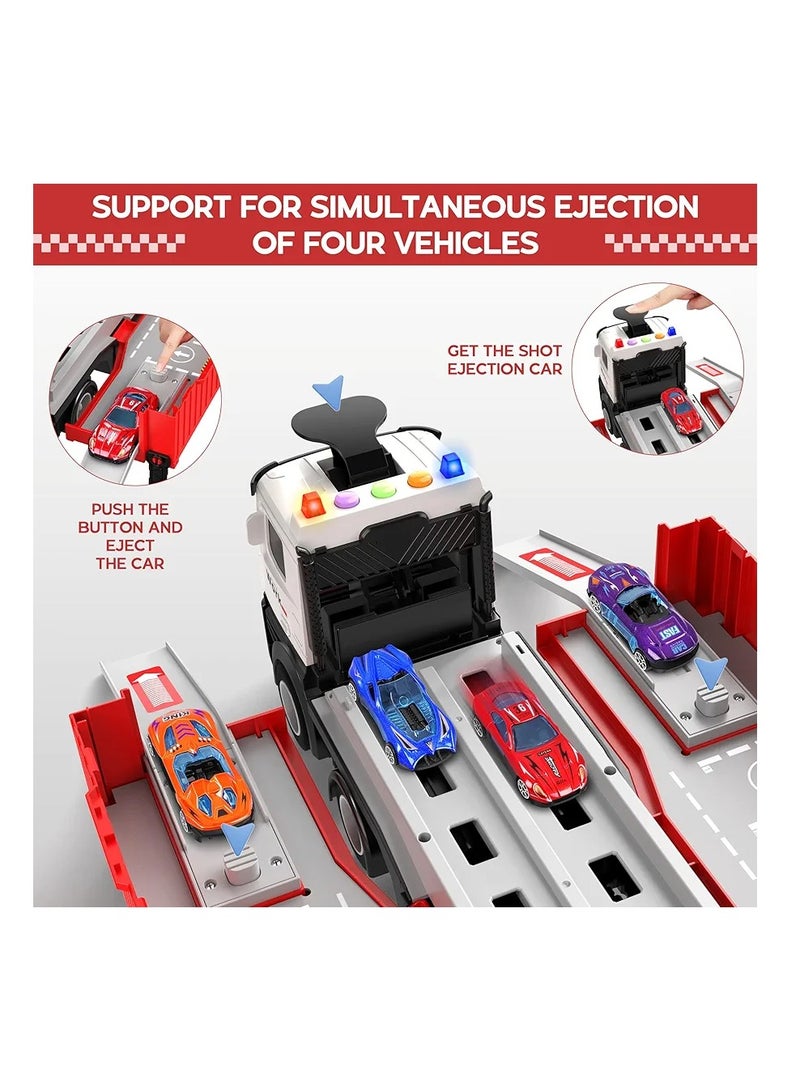 Racing Car Toy with Slots and Foldable Container Toy with 8 Alloy Cars, Car Playset for Kids Ages 3 and Up, Boys Girls - Image 5