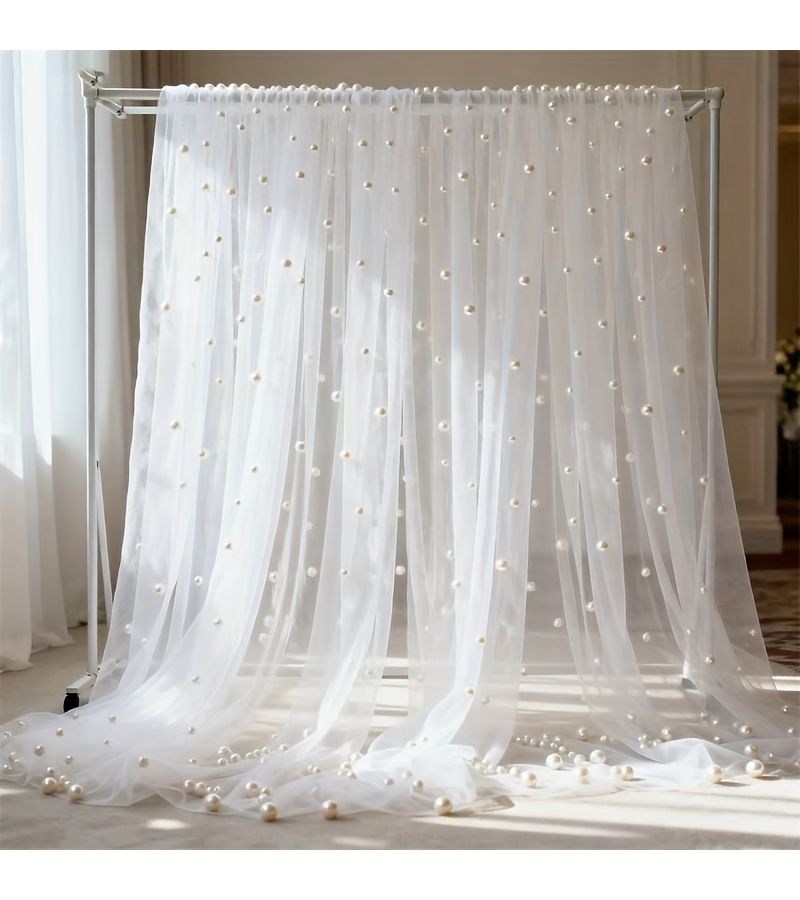 2pcs French Style Light Luxury Pearl White Sheer Curtains 59x118 Inches for Living Room Bedroom Wedding - Image 4