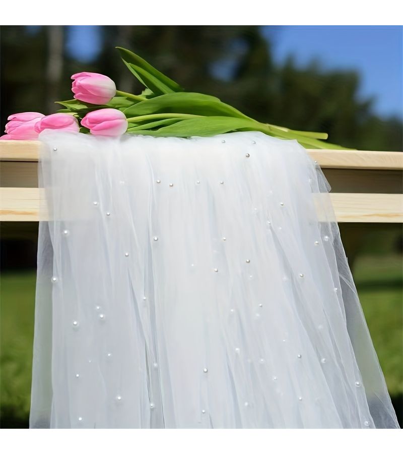 2pcs French Style Light Luxury Pearl White Sheer Curtains 59x118 Inches for Living Room Bedroom Wedding - Image 5