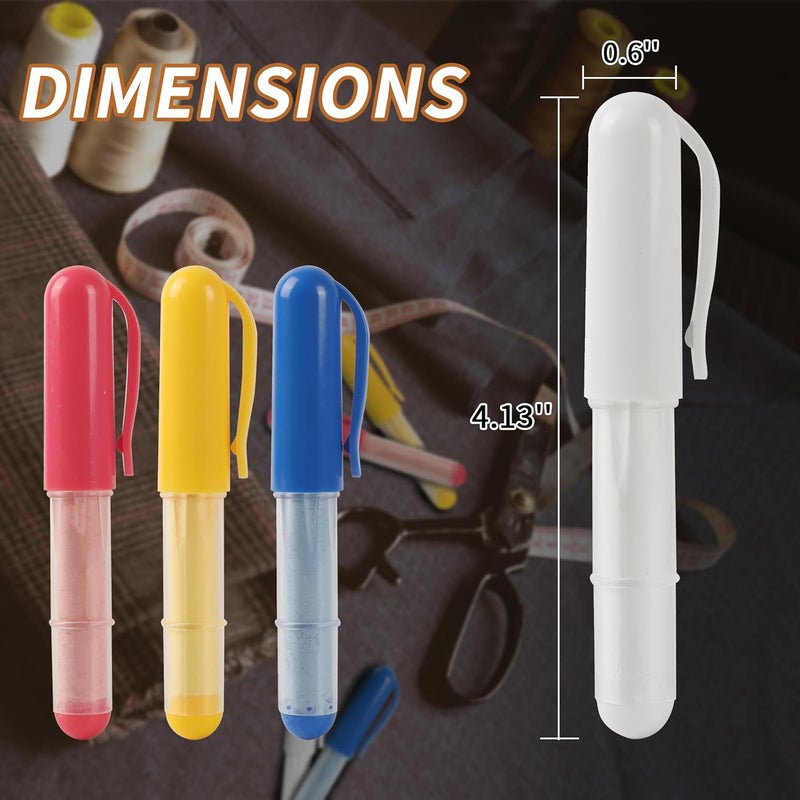 Calvana 4 Colors Per Pack Fabric Chalk Markers (Red, Yellow, Blue, White) -Erase Tailor’s Chalk for Quilting and Sewing - Compatible with Most Fabrics - With Dosing Wheel Technology - Image 2