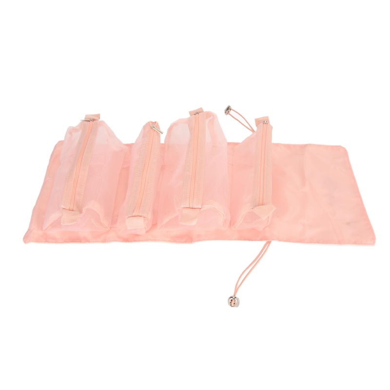 Pink Hanging Toiletry Bag 4 In 1 Detachable Cosmetic Organizer Foldable Travel Makeup Bag Durable Nylon - Image 4