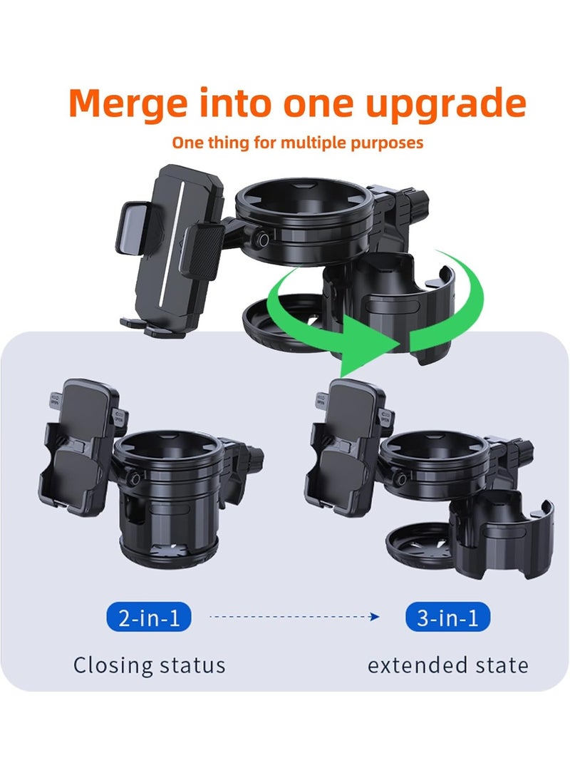 Bukela 3-in-1 Stroller Cup Phone Holder, Multifunctional Stroller Cup Holder Attachment with 360° Adjustable Phone Mount, Cup Holder for Walker, Wheelchair, Strollers, Anti-Slip & Easy Install - Image 3