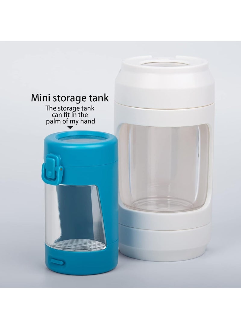 Mini Magnifying Glass Observation Jar with LED Light Sealed Transparent Luminous Glass Storage Jar with Magnetic Lid Odor-resistant (Blue) - Image 2