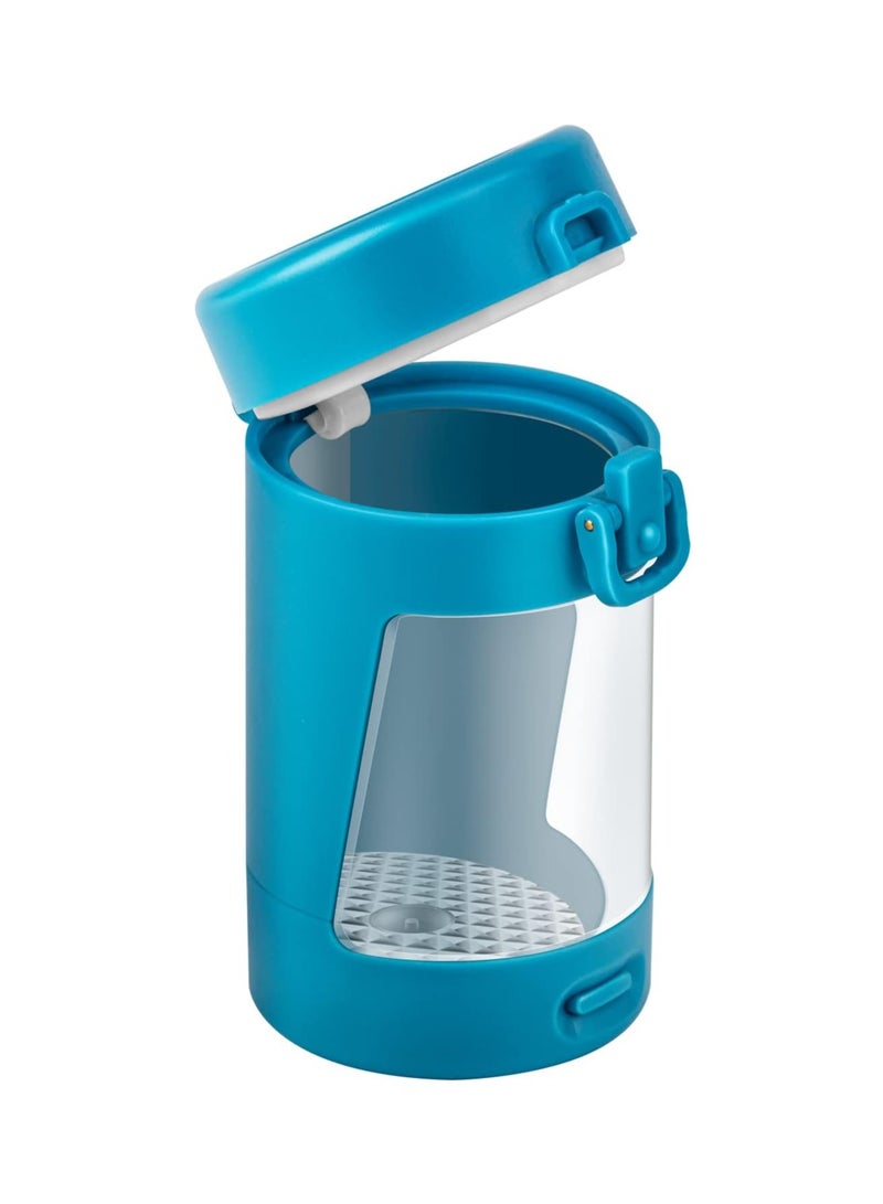 Mini Magnifying Glass Observation Jar with LED Light Sealed Transparent Luminous Glass Storage Jar with Magnetic Lid Odor-resistant (Blue) - Image 1
