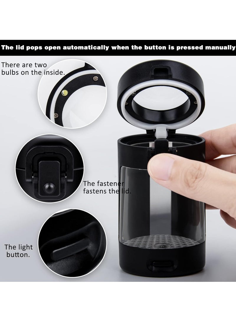 Mini Magnifying Glass Observation Jar with LED Light Sealed Transparent Luminous Glass Storage Jar with Magnetic Lid Odor-resistant (Blue) - Image 4