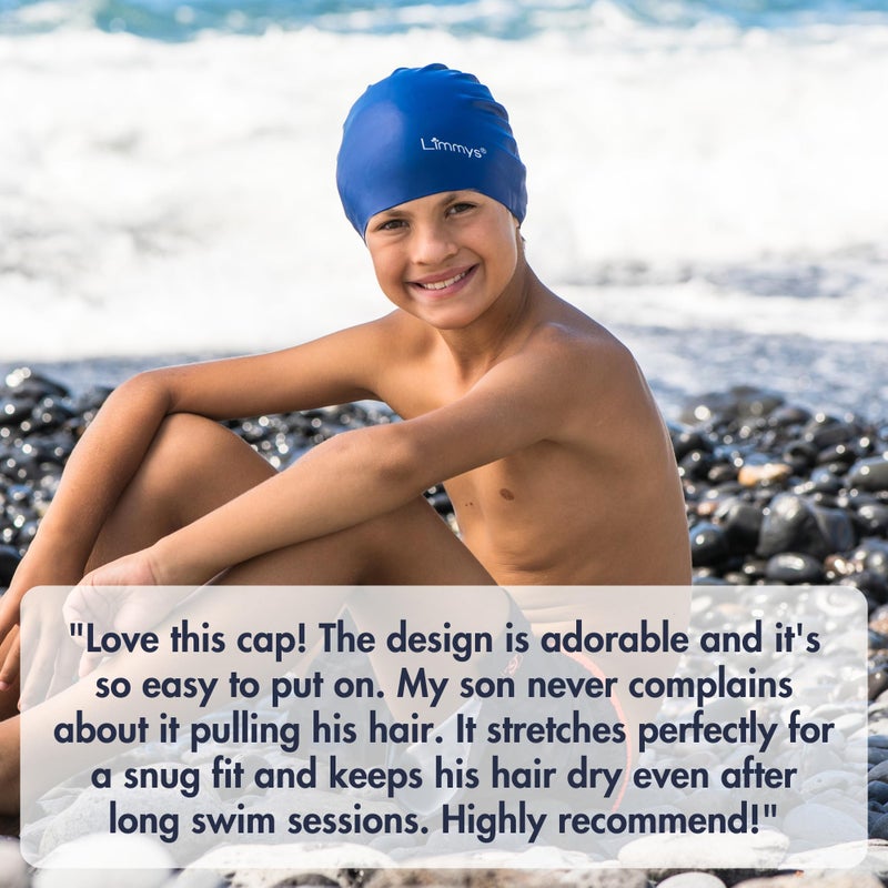 Limmys Kids Swim Cap â€“ 100% Silicone Swim Cap for Boys and Girls â€“ Soft, Stretchy & Comfortable Swimming Cap â€“ Designed for Comfort & Durability - Image 5