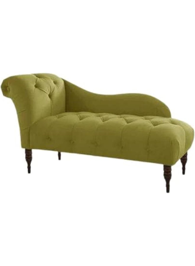 Zayn comforts Elegant Velvet Tufted Chaise Lounge  Traditional Deewan for Luxurious Living Spaces (Light Green) - Image 1