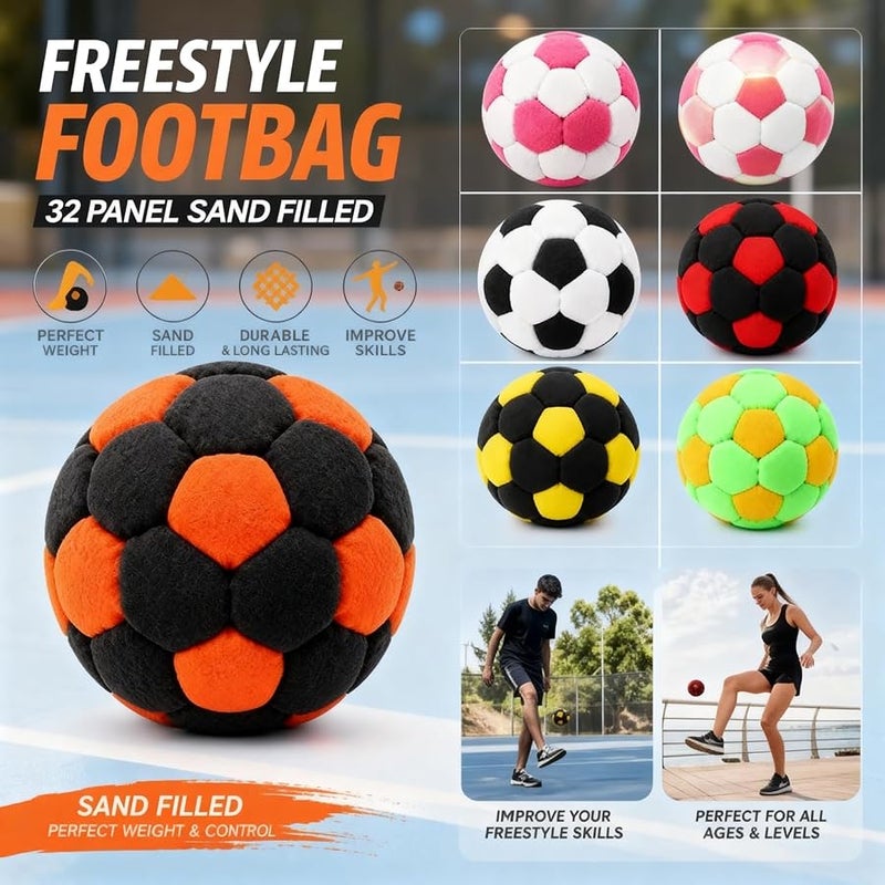 بيتا Soccer Footbag Dirtbag Sacks for Endless Outdoor Fun and Skill Challenges, Soft Durable Soccer Style Kick Bag for Foot Coordination Training, Stress Relief Toy - Image 1