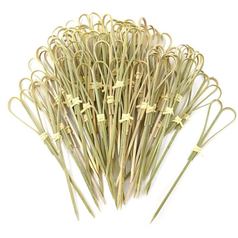Honbay 100PCS 12cm 4.7inch Heart Shaped Cocktail Picks Bamboo Picks Skewers Toothpicks Sticks Appetizers Sandwich Fruit Picks (Green) - Image 1