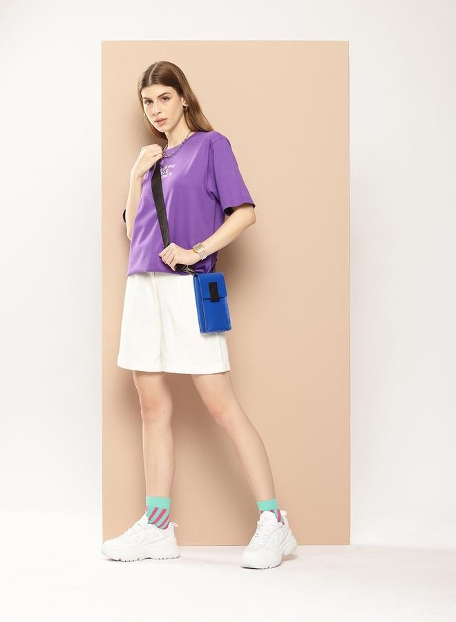 Difference of Opinion Women Purple Oversized Graphic T-Shirt - Image 4