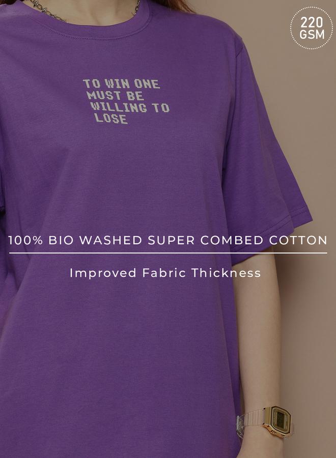 Difference of Opinion Women Purple Oversized Graphic T-Shirt - Image 5