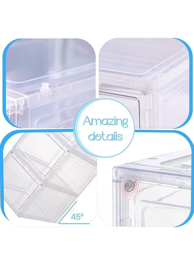 Generic Zllzuu  Shoe Organizer Shoe Storage Boxes, 7 Pack Large Side Open Shoe Boxes With Magnetic Door, Clear Plastic Stackable Shoe Containers (Clear White)  - Image 2