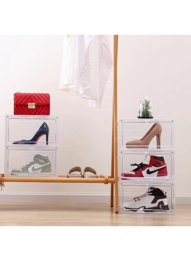 Generic Zllzuu  Shoe Organizer Shoe Storage Boxes, 7 Pack Large Side Open Shoe Boxes With Magnetic Door, Clear Plastic Stackable Shoe Containers (Clear White)  - Image 4