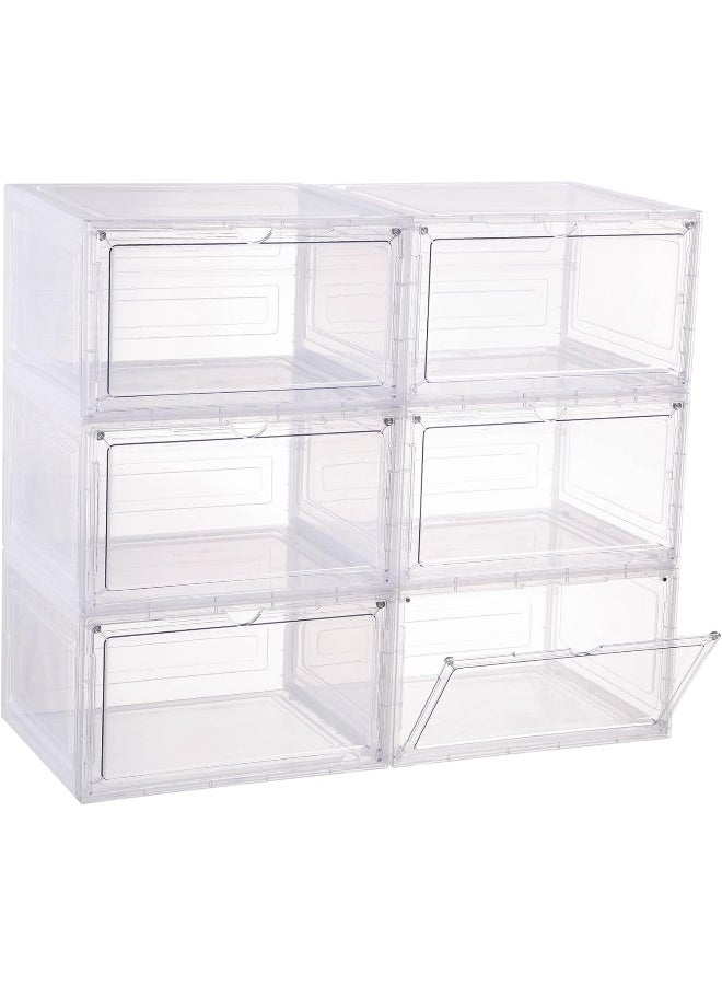 Generic Zllzuu  Shoe Organizer Shoe Storage Boxes, 7 Pack Large Side Open Shoe Boxes With Magnetic Door, Clear Plastic Stackable Shoe Containers (Clear White)  - Image 3
