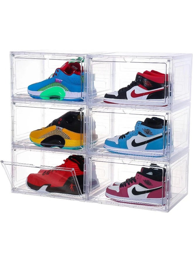 Generic Zllzuu  Shoe Organizer Shoe Storage Boxes, 7 Pack Large Side Open Shoe Boxes With Magnetic Door, Clear Plastic Stackable Shoe Containers (Clear White)  - Image 5