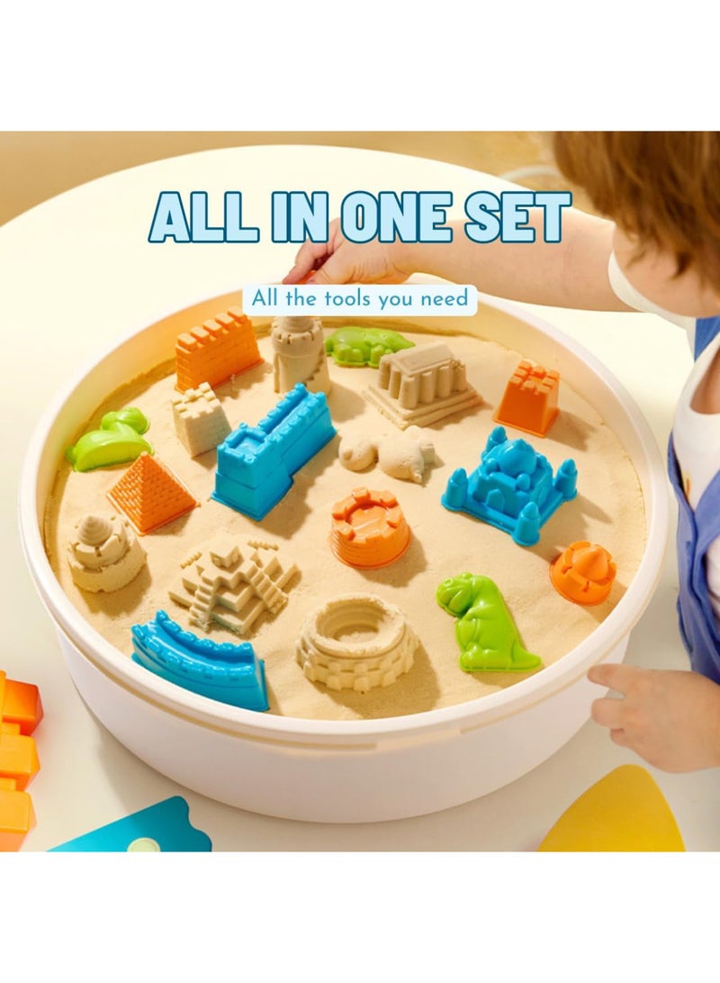 MiDeer Magic Sand Kinetic Sand Playset for Kids – 2kg Soft Sensory Sand with 23 Plastic Molds & Tools – Non-Toxic, Mess-Free Indoor & Outdoor Activity for Boys & Girls Ages 3-12 - Image 5