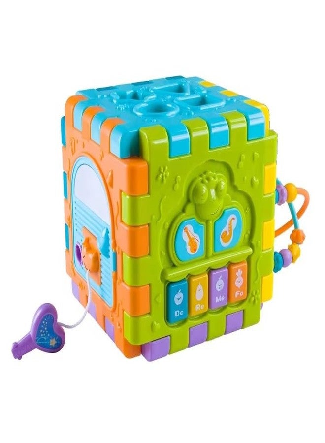 Dorytoys Dorytoy Busy Activity Cube for Kids, Multifunctional Educational Learning Toy with Music, Beads, Shape Sorting, Locks & Sensory - Image 1