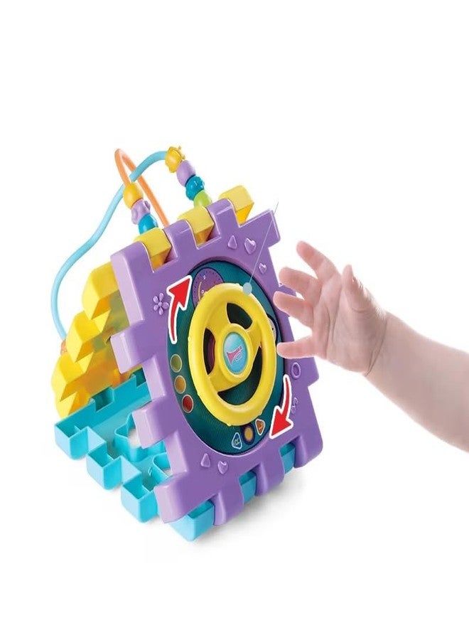 Dorytoys Dorytoy Busy Activity Cube for Kids, Multifunctional Educational Learning Toy with Music, Beads, Shape Sorting, Locks & Sensory - Image 4